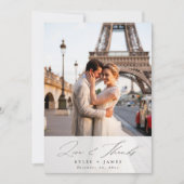 Elegant Script Liefde & Bedankt Trouwfotokaart Kaart (Voorkant)