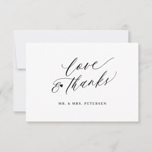 Elegant script liefde en bedankt bruiloft bedankt  kaart (Voorkant)