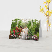 Elegant Script Liefde en Bedankt bruiloft Fotovouw Kaart (Gele Bloem)