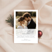 Elegant Script Liefde en Bedankt Pas getrouwd Foto Feestdagenkaart