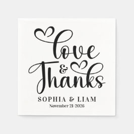 Elegant Script Liefde en Dank Trouwdag Servet