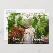Elegant Script Liefde en Dank | Trouwfoto Briefkaart (Voorkant / Achterkant)