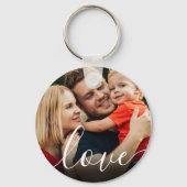 Elegant Script Liefde Foto Sleutelhanger (Voorkant)