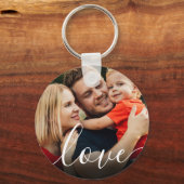 Elegant Script Liefde Foto Sleutelhanger (Voorkant)