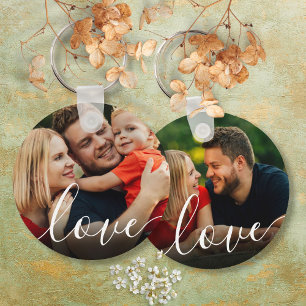 Elegant Script Liefde Foto Sleutelhanger