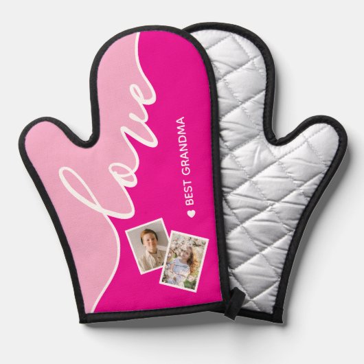 Elegant script liefde gepersonaliseerde foto ovenwant (Voorkant / Achterkant)