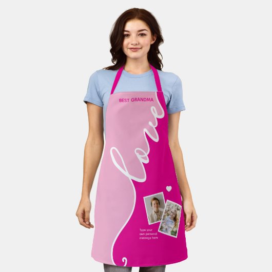 Elegant Script Liefde Gepersonaliseerde Foto Schor Schort (Gedragen)