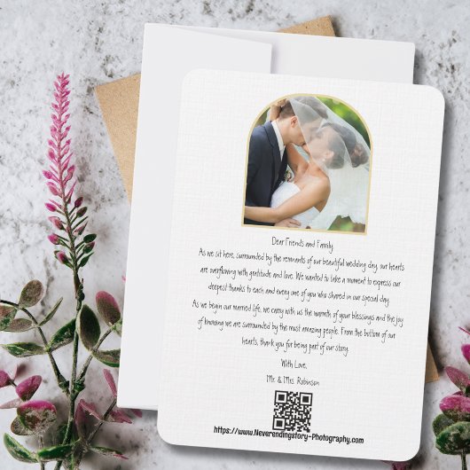 Elegant Script Liefde Hart Trouwfoto Bedankkaart