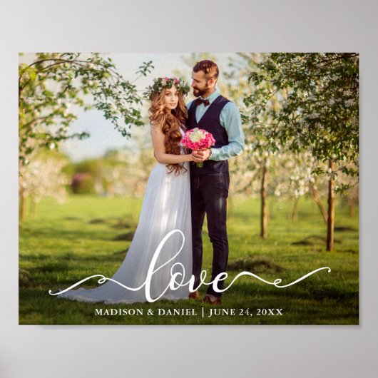 Elegant Script Liefde Huwelijk Bruid en Bruidegom Poster (Voorkant)