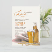 Elegant script liefde is brouwen koppels douche kaart (Staand voorkant)