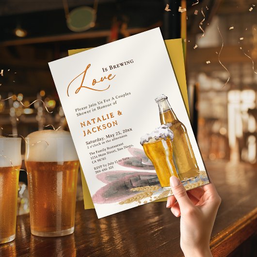 Elegant script liefde is brouwen koppels douche kaart