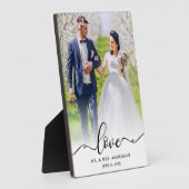 Elegant Script Liefde Mr. & Mrs. Trouwfoto Fotoplaat (Zijkant)