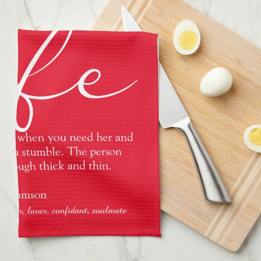 Elegant script liefdeshart rode definitie van echt theedoek (Quarter Fold)