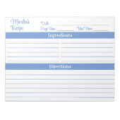 Elegant Script Light Blue 8.5x11 Recipes Notitieblok (Voorkant)