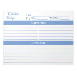 Elegant Script Light Blue 8.5x11 Recipes Notitieblok
