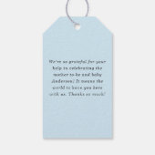 Elegant Script Light Blue  Boy Baby Shower Favor Cadeaulabel (Achterkant)