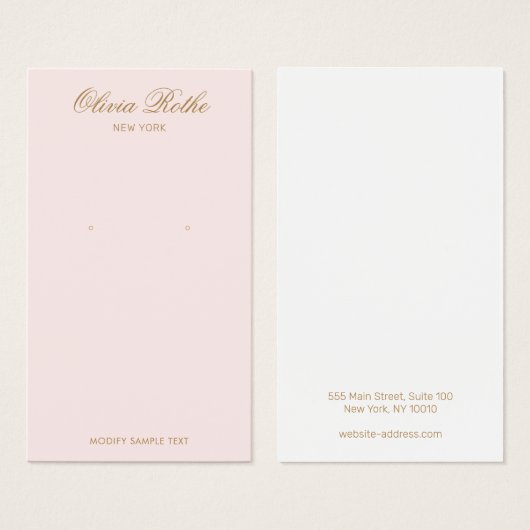 Elegant Script Light Pink earning Display Visitekaartje (Voorkant /achterkant)