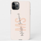 Elegant script light roze name monogram iPhone hoesje (Achterkant)