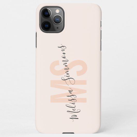 Elegant script light roze name monogram iPhone hoesje (Achterkant)