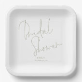 Elegant Script Light Sage Name Vrijgezellenfeest Papieren Bordje (Voorkant)