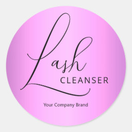 Elegant Script Lila Paars Lash Cleanser Ronde Sticker
