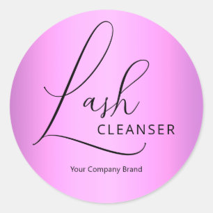 Elegant Script Lila Paars Lash Cleanser Ronde Sticker