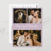Elegant Script Lila Wedding Dank u Briefkaart (Voorkant / Achterkant)
