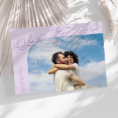 Elegant Script Lilac Curved Frame Photo Save The Date