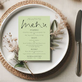 Elegant Script Limoen Cream Green Wedding Menu Kaa Kaart