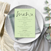 Elegant Script Limoen Cream Green Wedding Menu Kaa Kaart