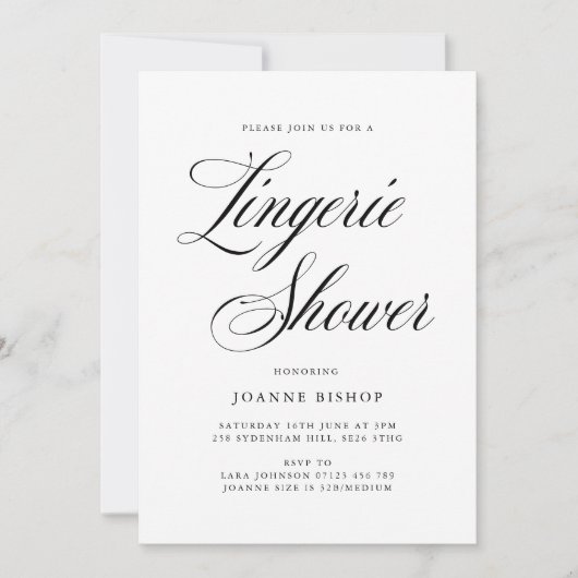 Elegant Script Lingerie Vrijgezellenfeest Kaart (Voorkant)