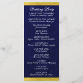 Elegant script & lint - Blauw/Gouden bruiloft Programmakaart (Achterkant)