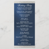 Elegant script & lint - Blauw/Zilveren bruiloft Programmakaart (Achterkant)