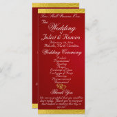 Elegant script & lint - Crimson/Gold Wedding Programmakaart (Voorkant / Achterkant)