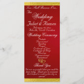 Elegant script & lint - Crimson/Gold Wedding Programmakaart (Voorkant)