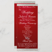 Elegant script & lint - Crimson/Silver Wedding Programmakaart (Voorkant / Achterkant)
