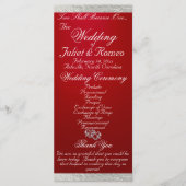 Elegant script & lint - Crimson/Silver Wedding Programmakaart (Voorkant)