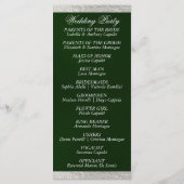 Elegant script & lint - Smaragden/Zilveren bruilof Programmakaart (Achterkant)