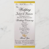 Elegant script & lint - Witte Parel/Gouden bruilof Programmakaart (Voorkant)