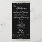 Elegant script & lint - Zwart/Zilver bruiloft Programmakaart (Voorkant)