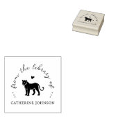 Elegant Script Lioness Heart Custom Library Book Rubberstempel (Gestempeld)