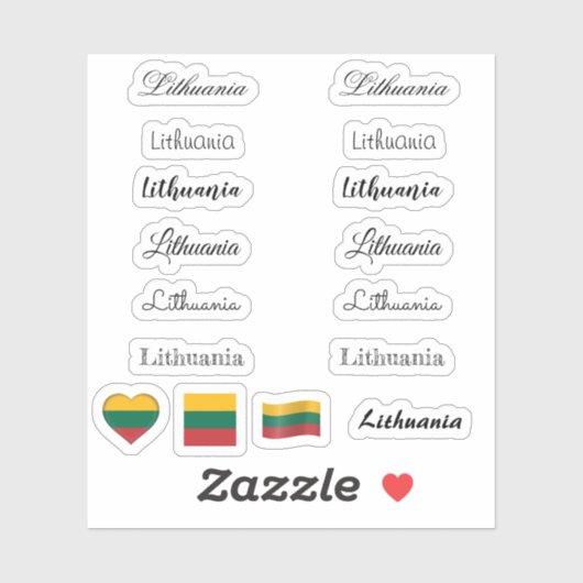 Elegant script Litouwen, Litouwse vlag naam Set Sticker (Vel)