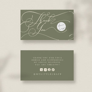 Elegant Script Logo Bedankt Klein Branding Groen Visitekaartje