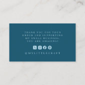 Elegant Script Logo Bedankt Klein Branding Teal Visitekaartje (Achterkant)