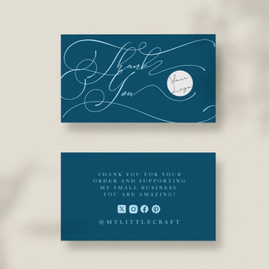 Elegant Script Logo Bedankt Klein Branding Teal Visitekaartje