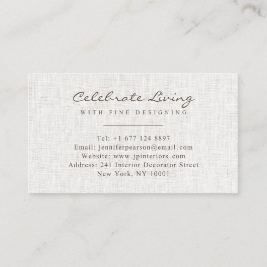 Elegant script logo eenvoudig chique modern beige  visitekaartje (Achterkant)