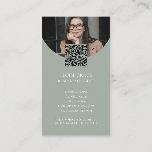 Elegant Script Logo en QR Code Real Estate Visitekaartje (Achterkant)