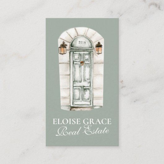 Elegant Script Logo en QR Code Real Estate Visitekaartje (Voorkant)