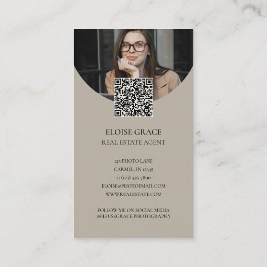 Elegant Script Logo en QR Code Real Estate Visitekaartje (Achterkant)