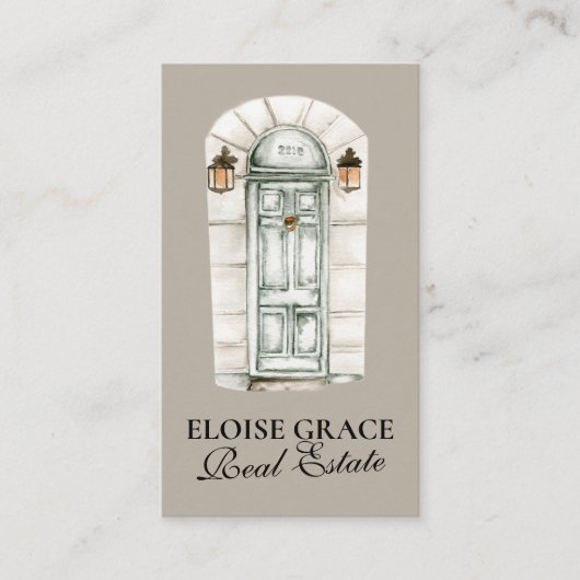 Elegant Script Logo en QR Code Real Estate Visitekaartje (Voorkant)